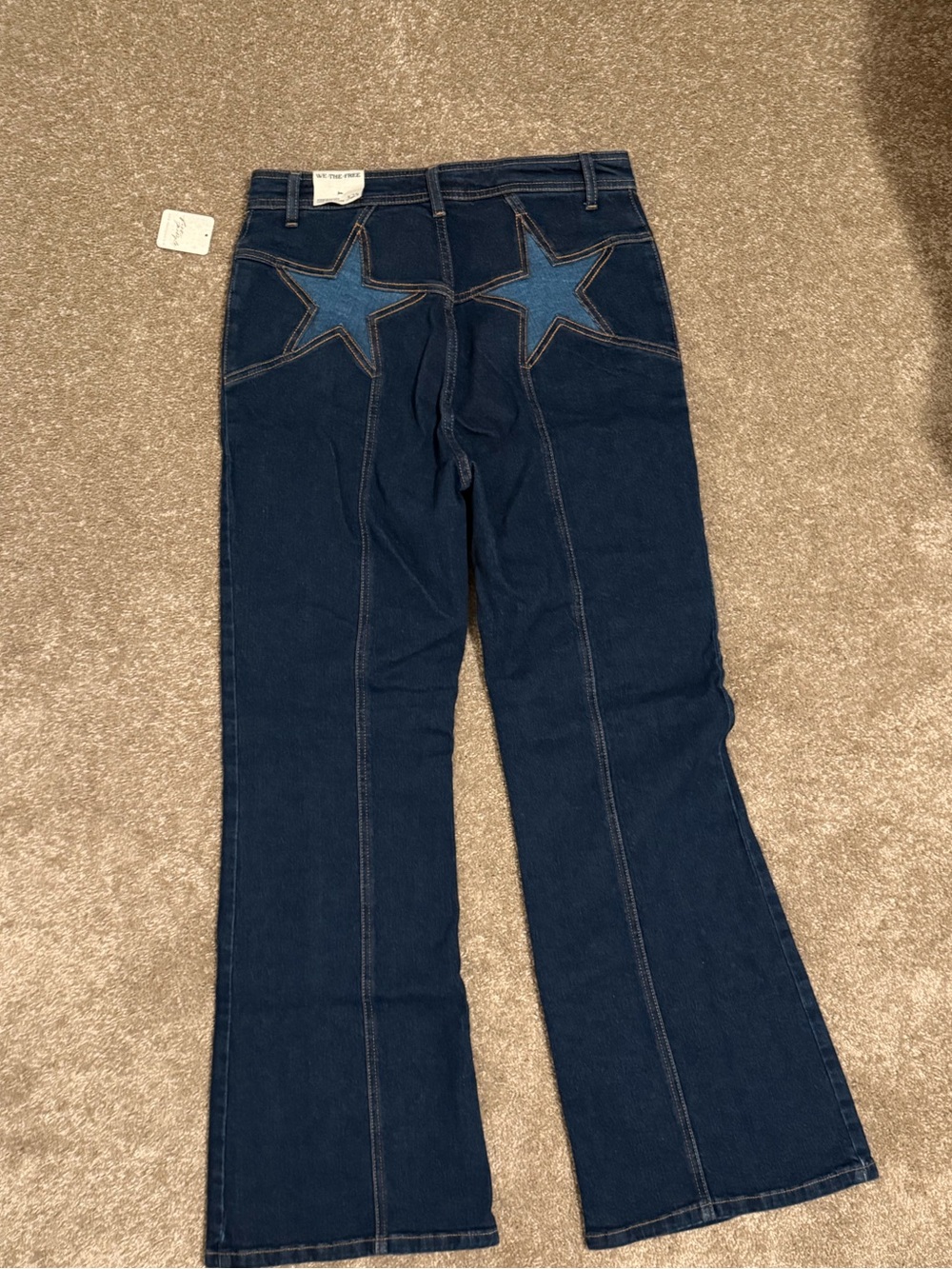 We The Free Dark Blue Star-Back Flare Jeans